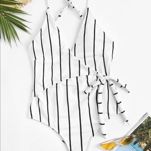Striped Knot Criss Cross One Piece